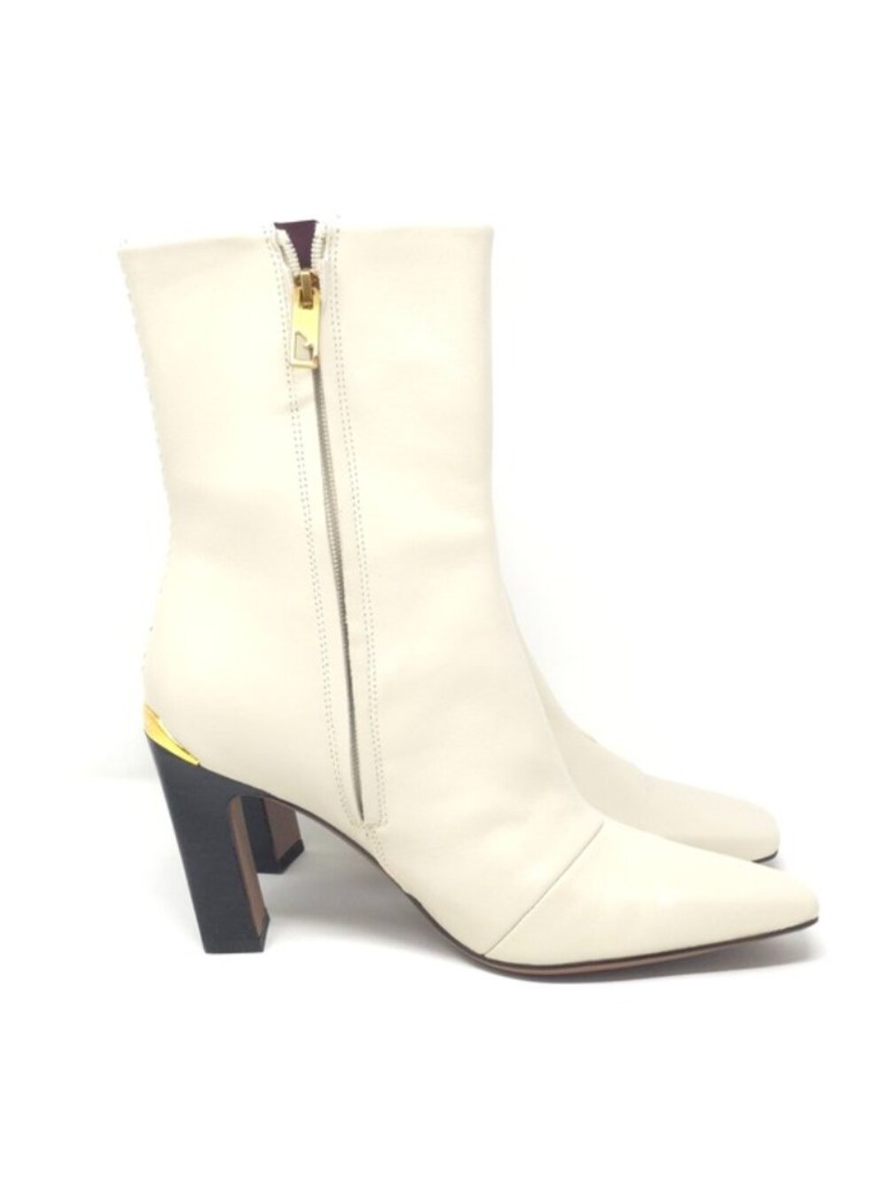 Franco Sarto Briar Snip Toe Heeled Ankle Boot Chalk White Leather 8 M - Picture 5 of 16